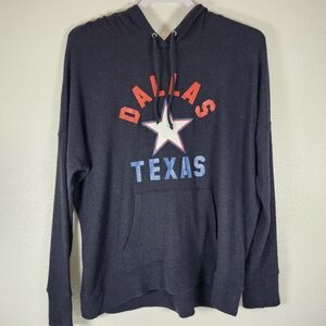Dallas Texas Men Embossed Black Long Sleeve Hoodie Sweater Size M